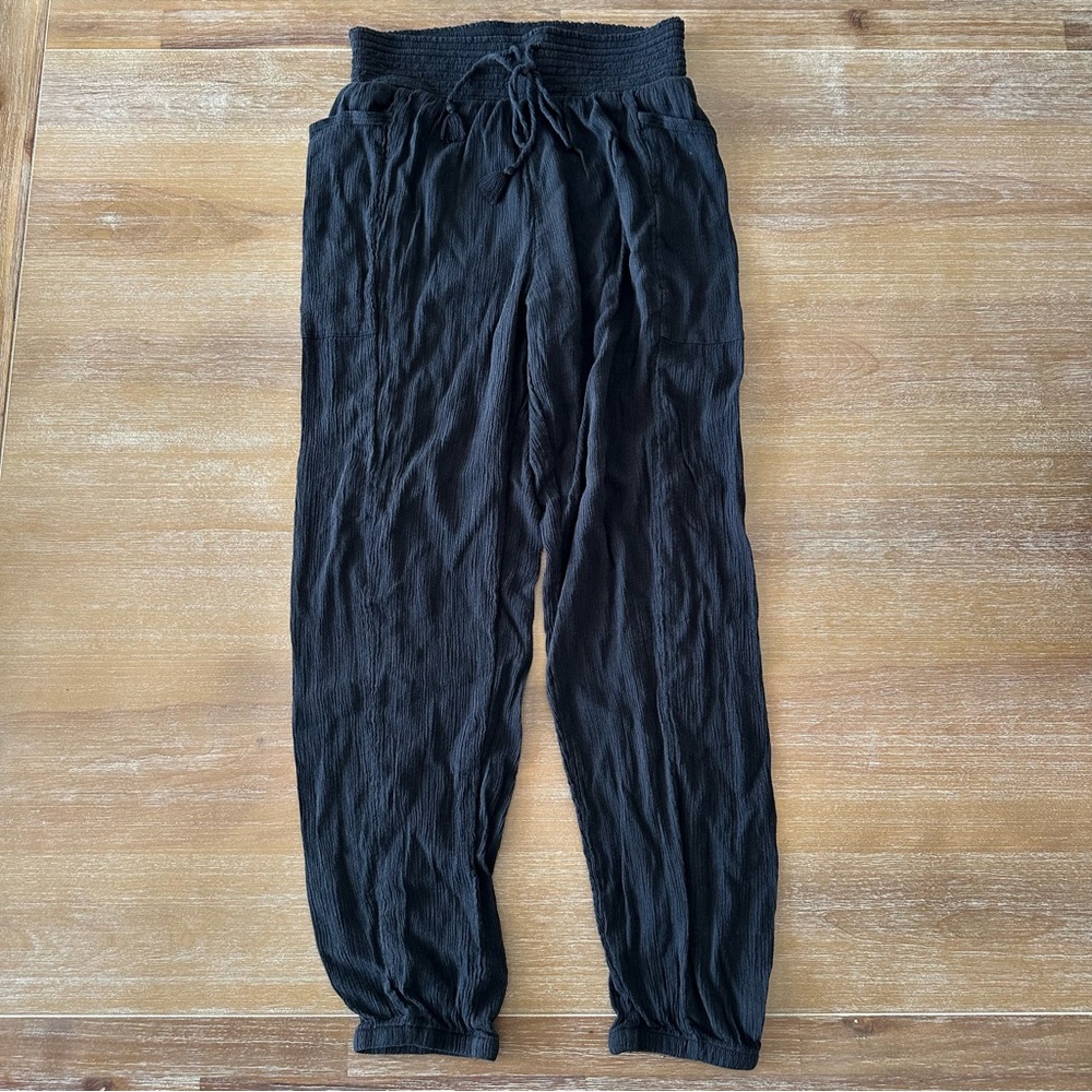 Aerie Black Cotton Beach Joggers